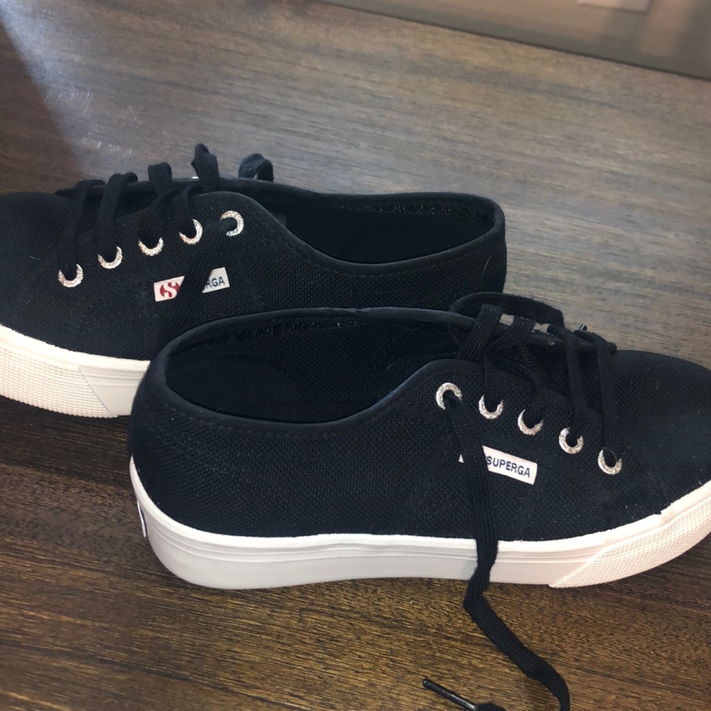 superga platform 2790 acotw black white